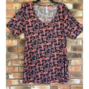 LuLaRoe Perfect T Multicolored Floral Print Short Sleeve Top Size Large